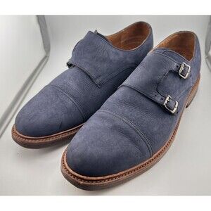 Frye Navy Suede Double Monk Strap Dress Shoes Mens Mint No Box
